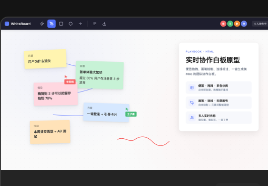 实时协作白板原型预览